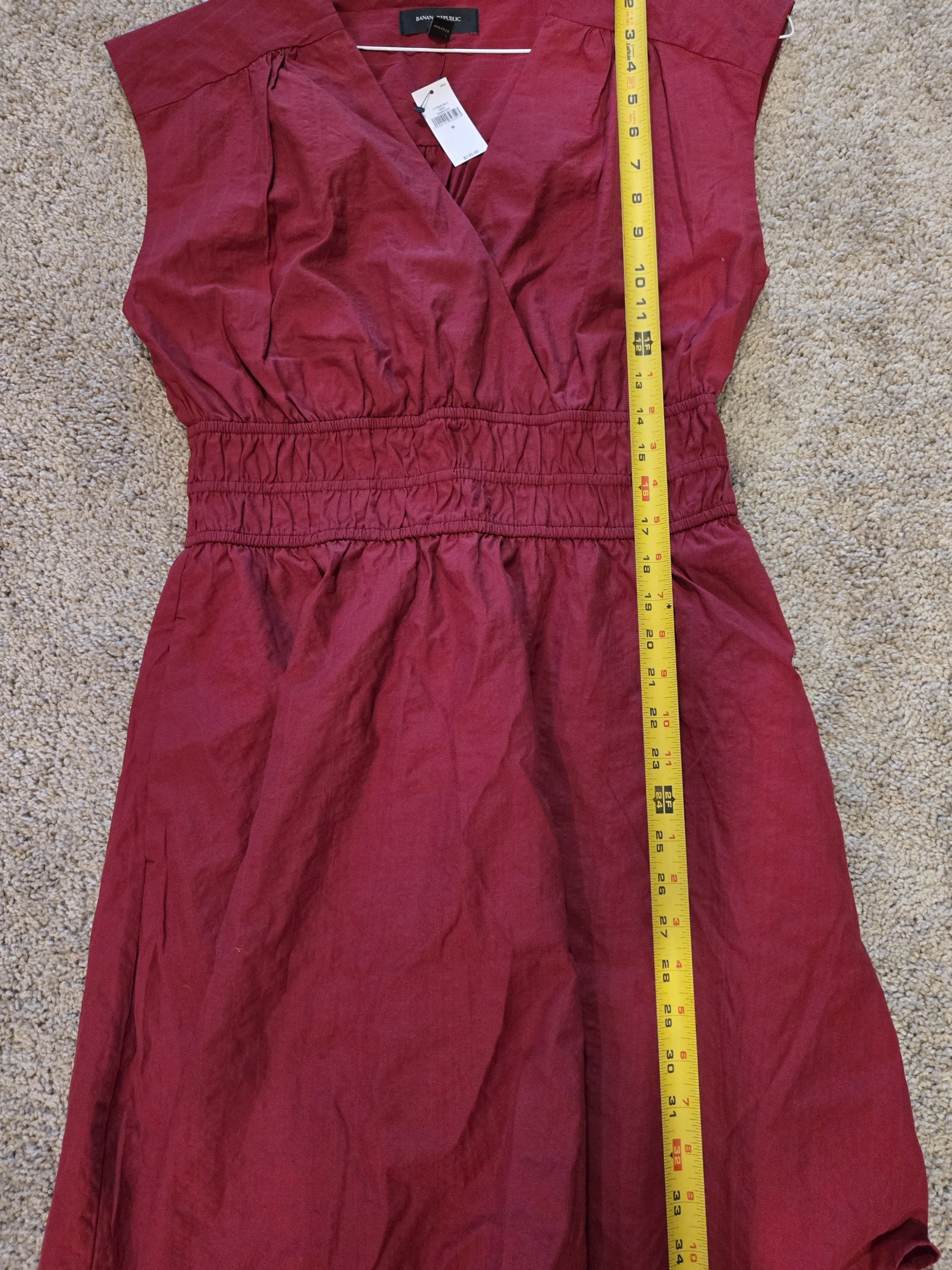 Nwt Banana Republic Factory Seersucker Mini Dress Cinnabar M Pockets! Vacation — image 8 of 8